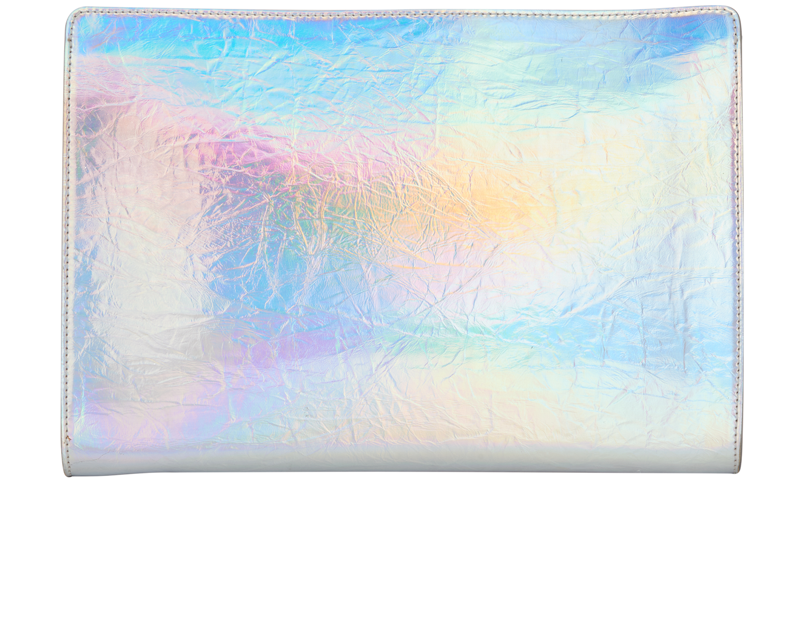 Holographic Large Clutch, &pound;210, Handbags, Silver, Leather, Back view